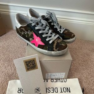 Golden Goose Superstar Shoes Camo Pink star, Sz 36